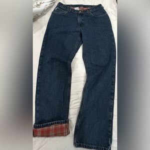 Carhartt Flannel Lined Jeans Women’s 14x32 Straight Leg Workwear Denim